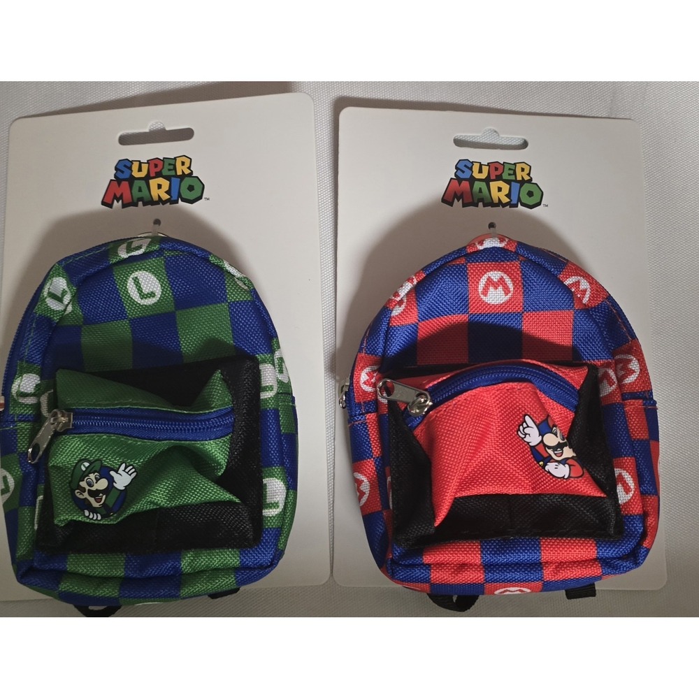 SUPER MARIO MINI MARIO & LUIGI BagCharm Backpack Keychain NEW 2Lot -RSV KOOPDIPS